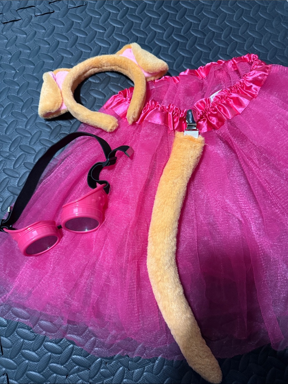 Adult Skye Paw Patrol  Pink Tulle Costume Skirt with Plush Tail & Ears & Goggles